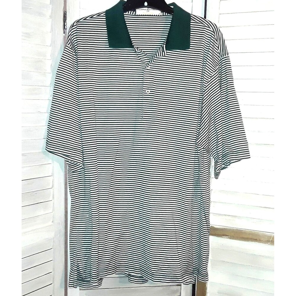 Fairway & Greene Men's Polo Shirt Size XL Green Striped